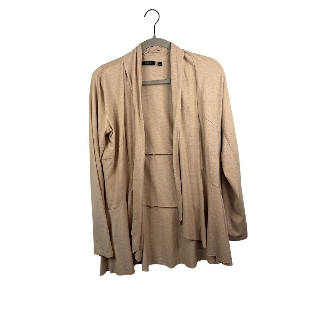 Beige Open-Front Cardigan Medium Apt. 9 Womens Long Sleeve Lightweight Polyester